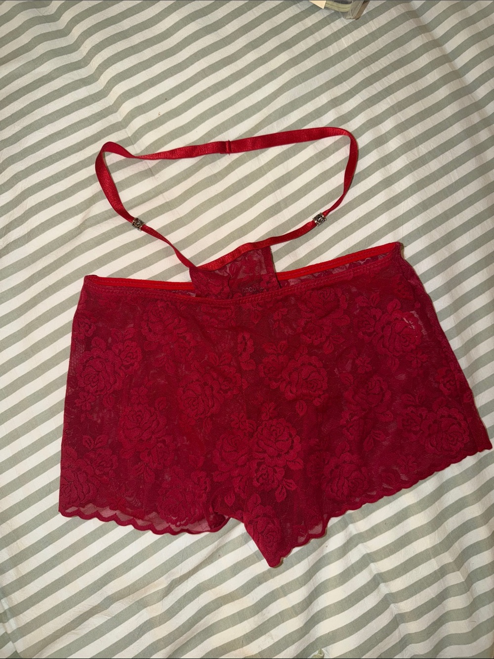 Women's Red Floral Lace Boyshort Panties
